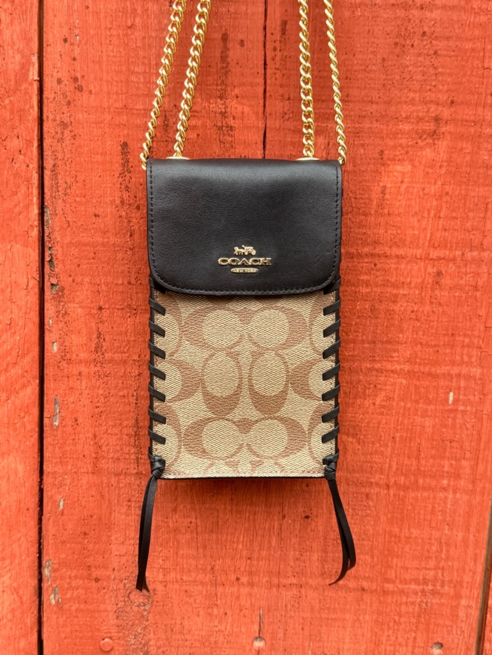 Coach Signature North South Whipstitch Phone Crossbody